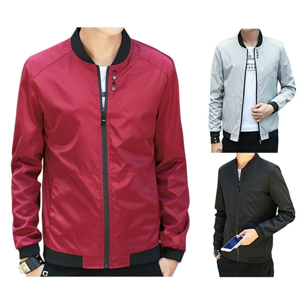 Summer Men's Slim Fit Baseball Jacket Stand collar Outdoor Single Breasted New D Summer Men's Slim Fit Baseball Jacket Stand collar Outdoor Single Breasted New D
